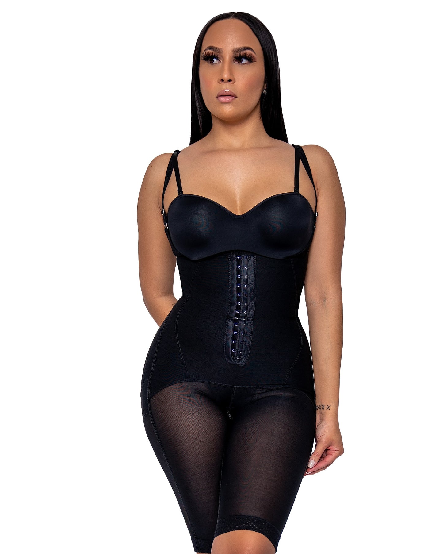 Slender Faja 1445 Capri girdle with sleeves and with the breast out. -  Belleza Femenina - BF Shapewear